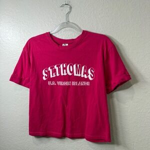 Day Break St Thomas US Virgin Islands Graphic T-Shirt Pink Cotton Beach Small